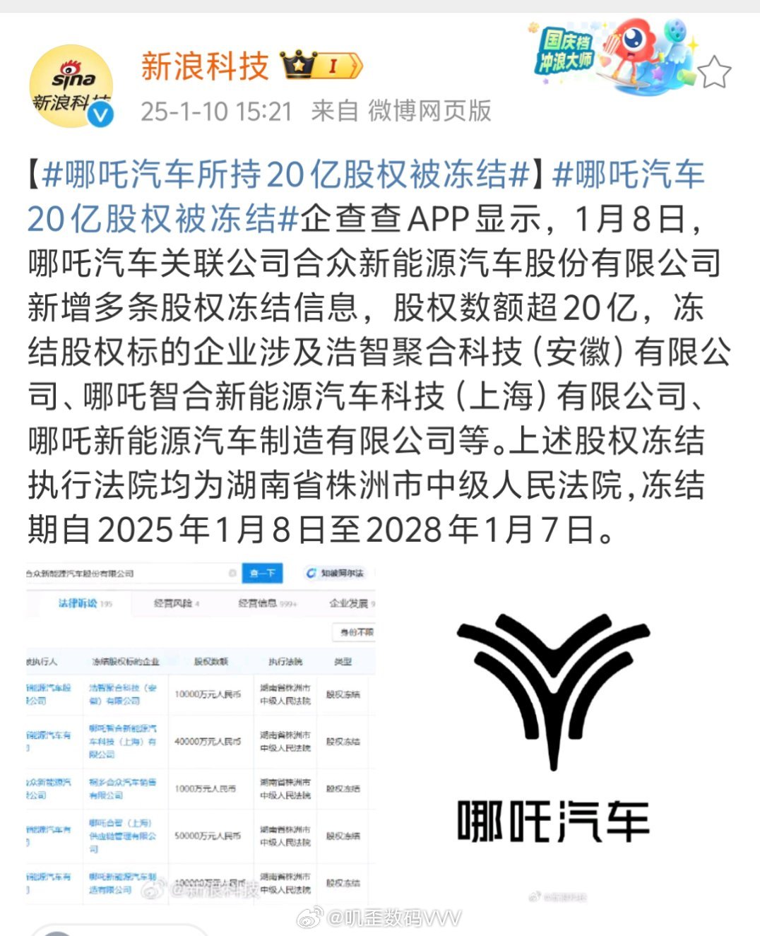 哪吒汽车所持20亿股权被冻结，深度解读与影响分析